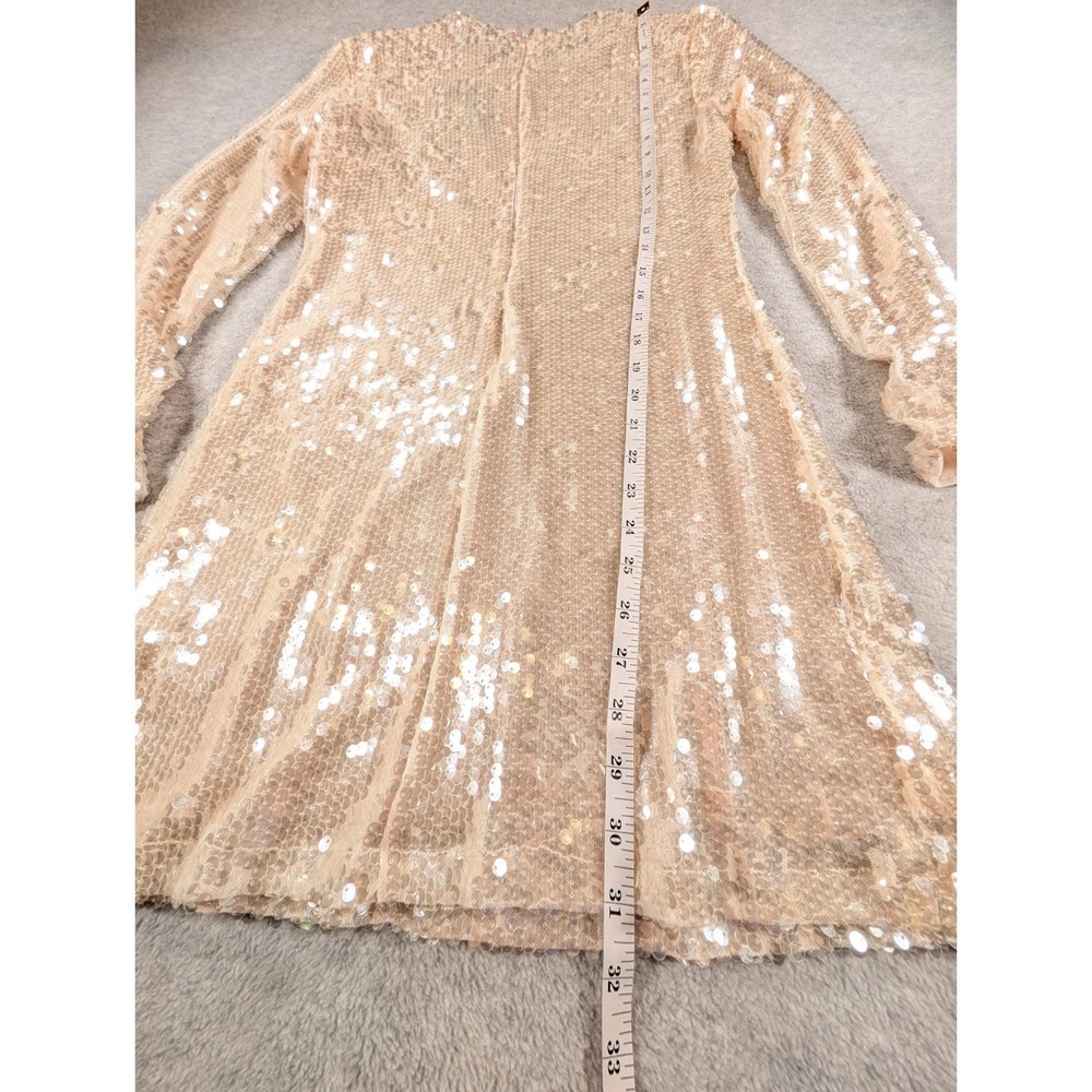 Gianni Bini Ruby Sequin Bodycon Dress Small Long Sleeve Champagne Party Small - Picture 8 of 9
